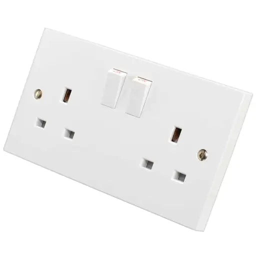 13A SP 2 Gang Contract Switched Socket White – Centaur