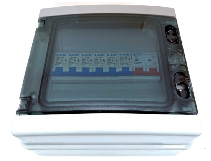 8 Way IP65 Enclosure c/w 100A Main Switch & 6 Way