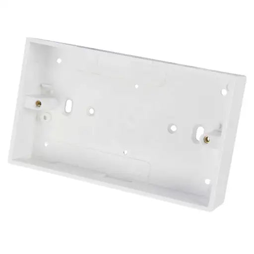 2 Gang 32mm PVC Surface Box – Square Corners, 20mm KO White