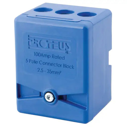 100A 5 Way Single Pole Terminal Block Blue – Proteus