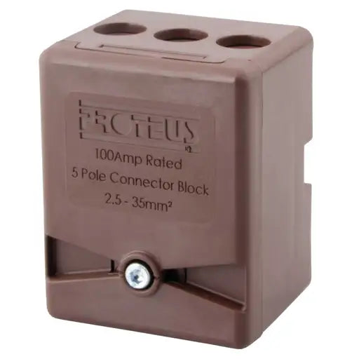 100A 5 Way Single Pole Terminal Block Brown – Proteus